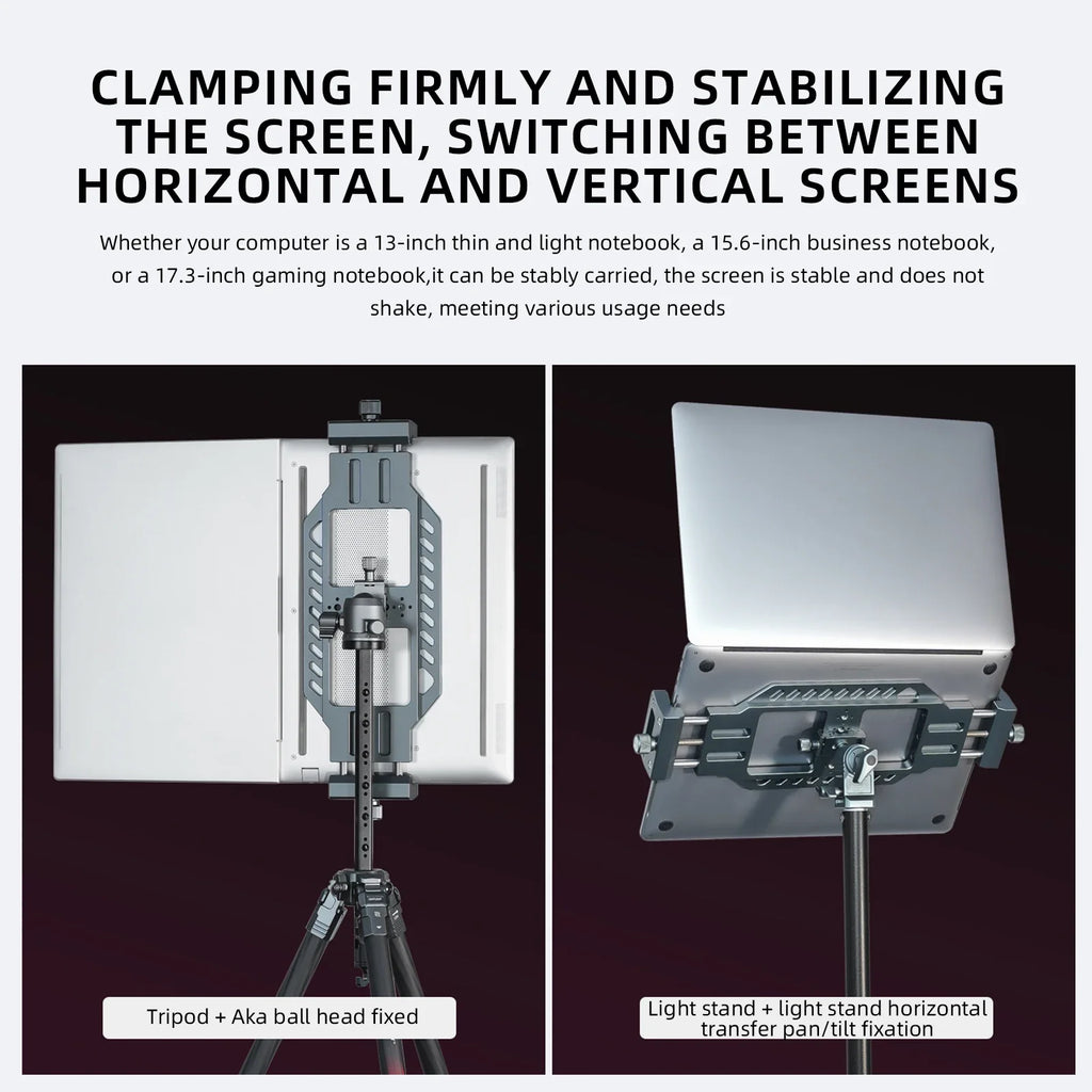 LEAPLIGHT Aluminum Alloy Laptop Stand Horizontal Vertical Screen Clamp Portable Holder W/ Arca Swiss Plate 1/4' Screw for Tripod