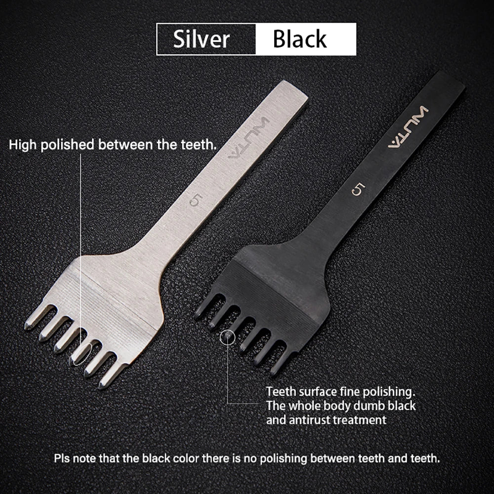 WUTA 1Set 4pcs Basic Leather Chisel Tool Diamond Pricking Iron Hole Punch Stitching Leather Craft tools 3/4/5/6mm 1-2-4-6 teeth