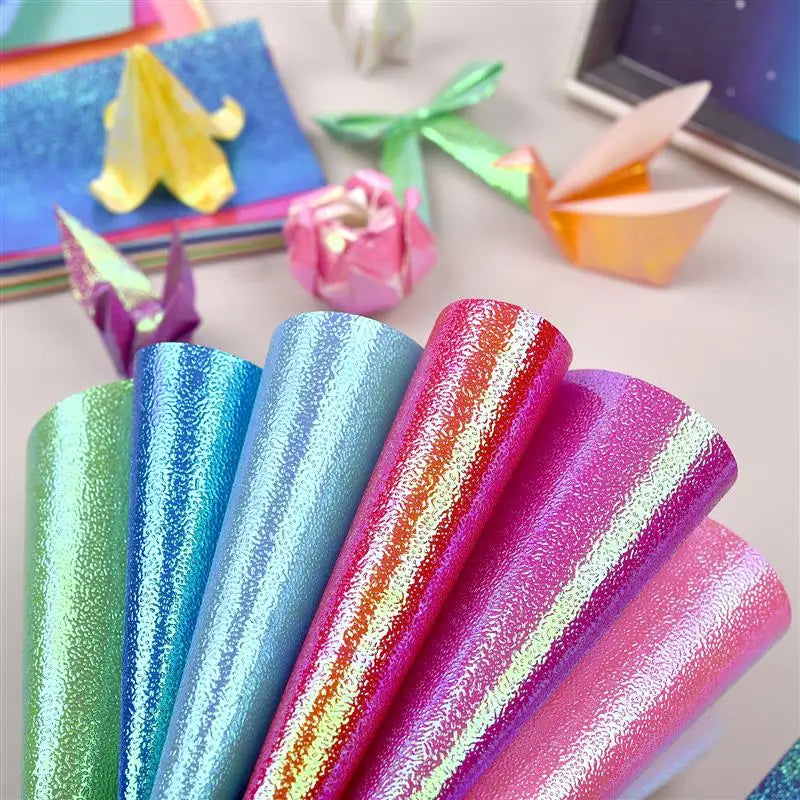 50pcs 10colour Square Origami Paper Single-Sided Pearl Paper Folding Paper Multicolor Kids Handmade DIY Scrapbooking Craft Decor