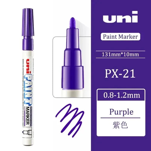 1pcs Japan UNI Paint Marker PX-21 Color Oil-based Permanent 0.8-1.2mm Tire Touch Up Painting Waterproof Graffiti Art Supplies