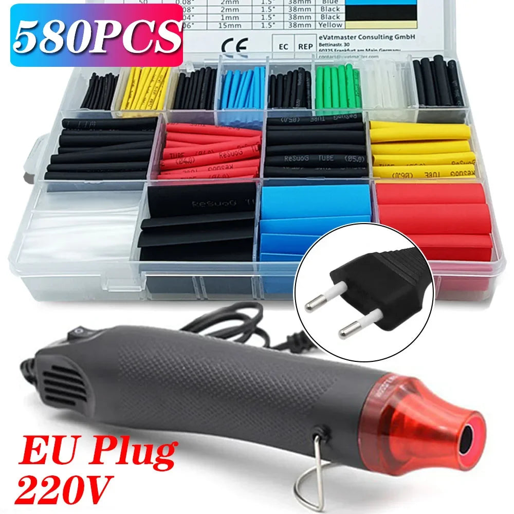 580/328/127PCS Heat Shrink Tubing Wrapping Kit 2:1 Shrinkable Wire Shrinking Wrap Tubing Wire Connect Cover Protection Sleeving