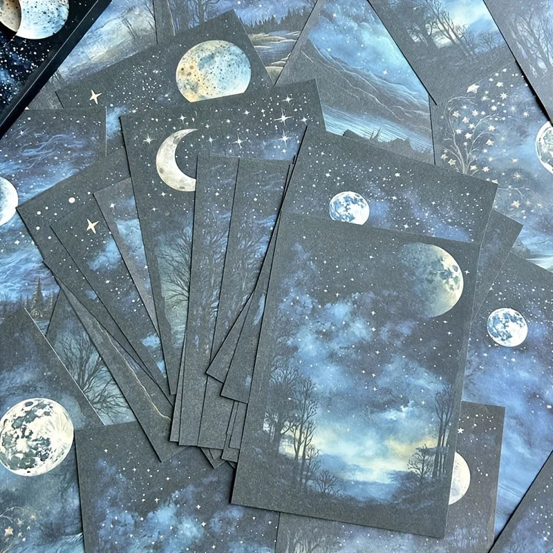 30 sheets lunar starry sky Retro Scrapbooking Material Background Paper Journal Hand Account DIY Creative Stationery Supplies