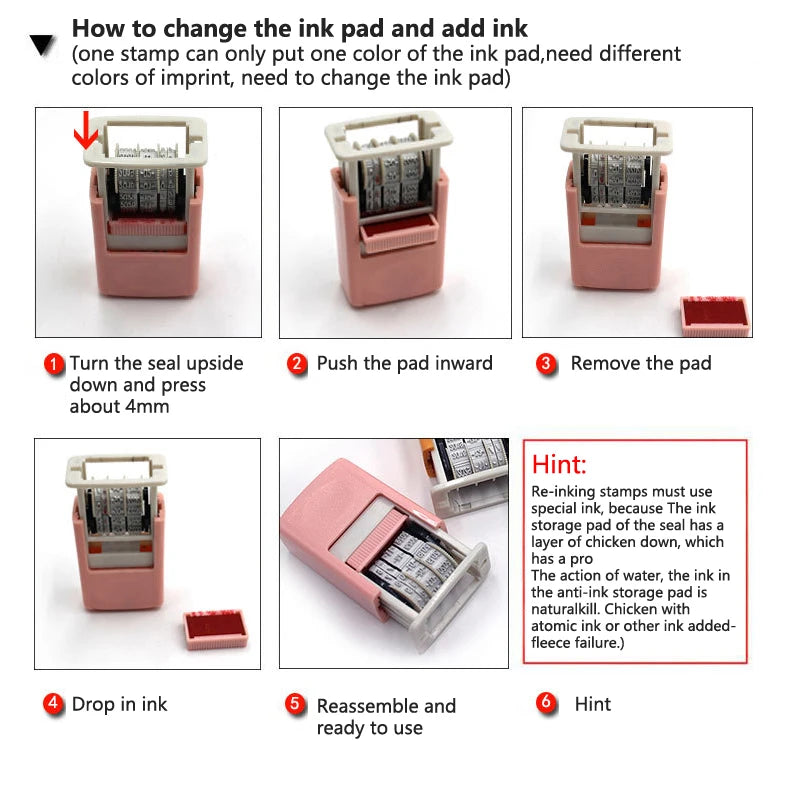 DIY Rubber Stamp Kit Custom Personalized Self Inking Business Address Name Number Letter Handicrafts Printing