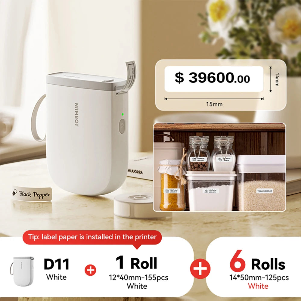 NIIMBOT D11 New Version Label Printer Mini Portable 300DPI Bluetooth Wireless Label Maker Name Tag Kitchen Sticker PrintingMaker