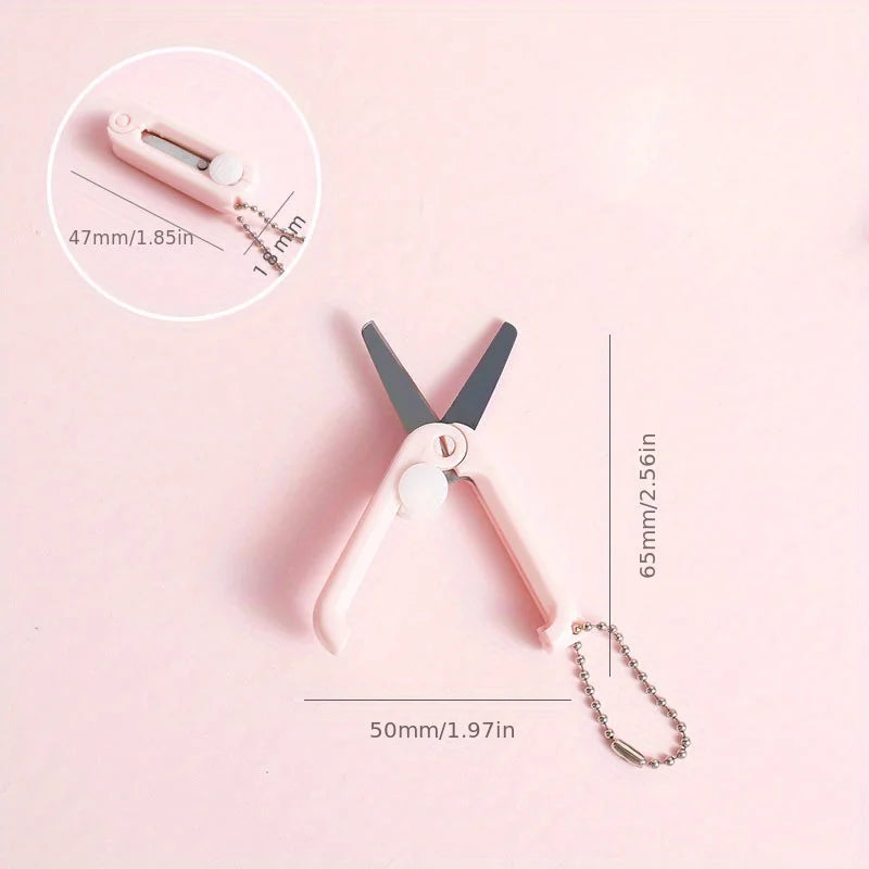 1pc Mini Portable Folding Scissors Creative In Pastel Colors Stainless Steel Paper Cutting Art Projects Office School Supplies