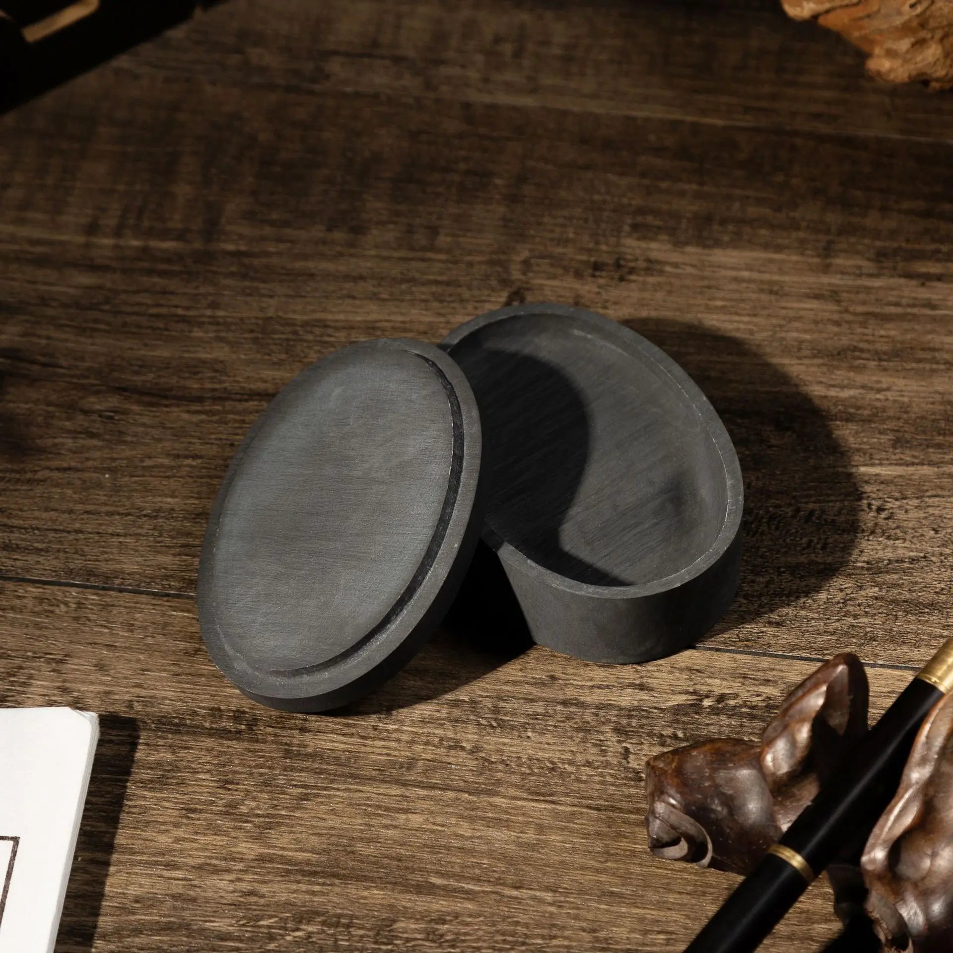 Horseshoe Inkstone Rough Stone Covered Ribbed Inkstone Study Four Treasures Grinding Ink Inkstone