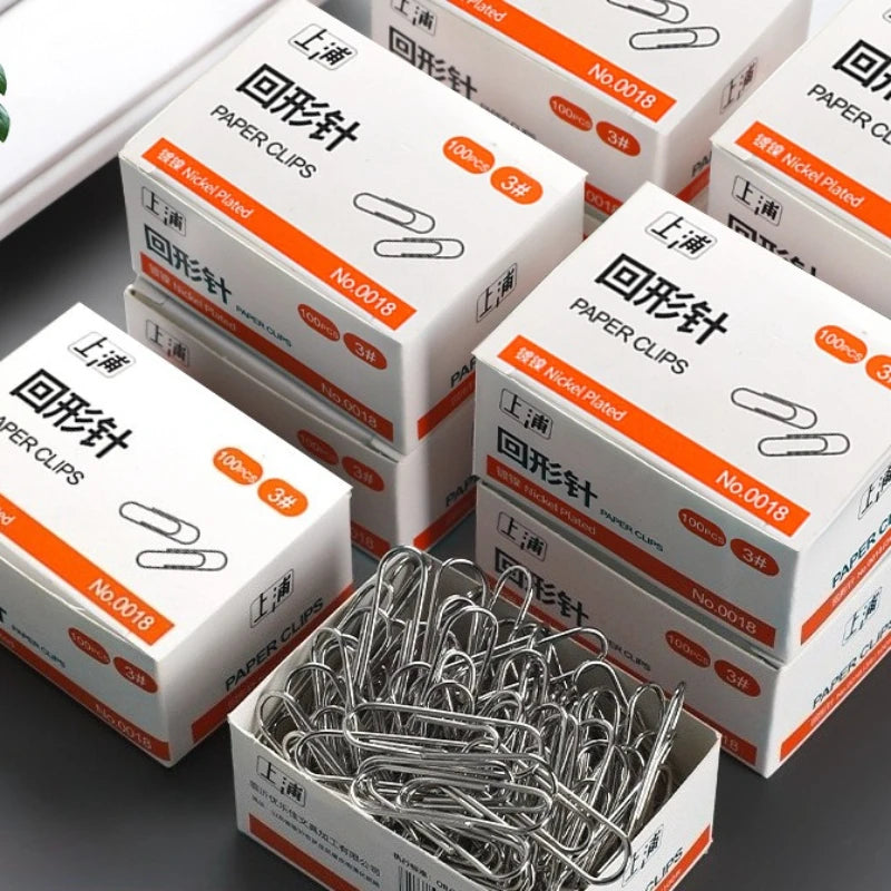 100Pcs Nickel-Plated Paper Clips Rust-Proof Thickened Office Supplies for Organizing And Binding