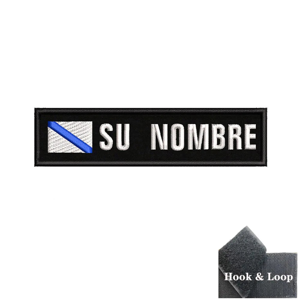 1PC 10cmX2.5cm Custom Name Flag Patch Stripes Badge Iron On Or Hook Loop Andalusia Extremadura Canary Islands Spain Galicia
