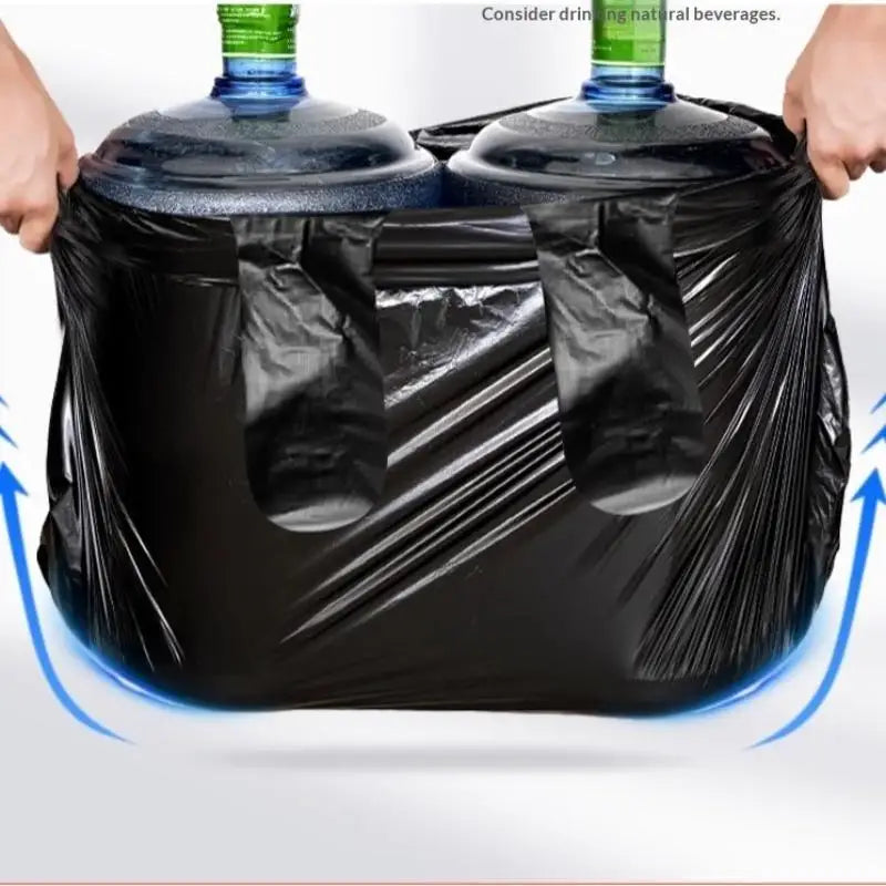 100Pcs Disposable Black Vest Plastic Trash Bag Household Thickened Kitchen Office Clean Garbage Bin With Handle Plastic Bags