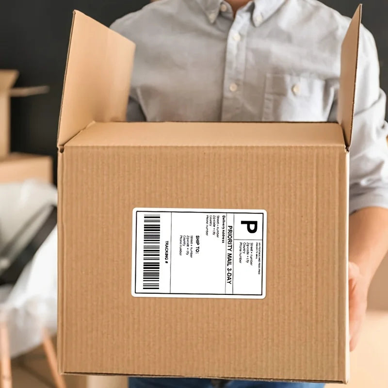 100x100mm Direct Thermal Shipping Labels 500pcs/Roll Oil Resistant Permanent Adhesive White Blank Self Adhesive Mailing Address