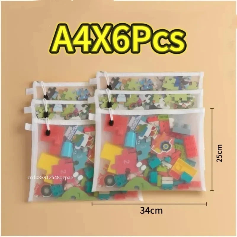 1/3/6PCS Storage Bag Mesh ZipperToy Building Block Puzzle Sub-package Children Particle Zipper Transparent Finishing Storage