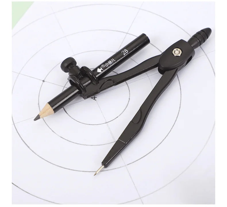 JIANWU Black Metal Compass Geometry Set Zinc Alloy Multifunction-clip Pen Compass Writing Drawing Tools School Office Stationery