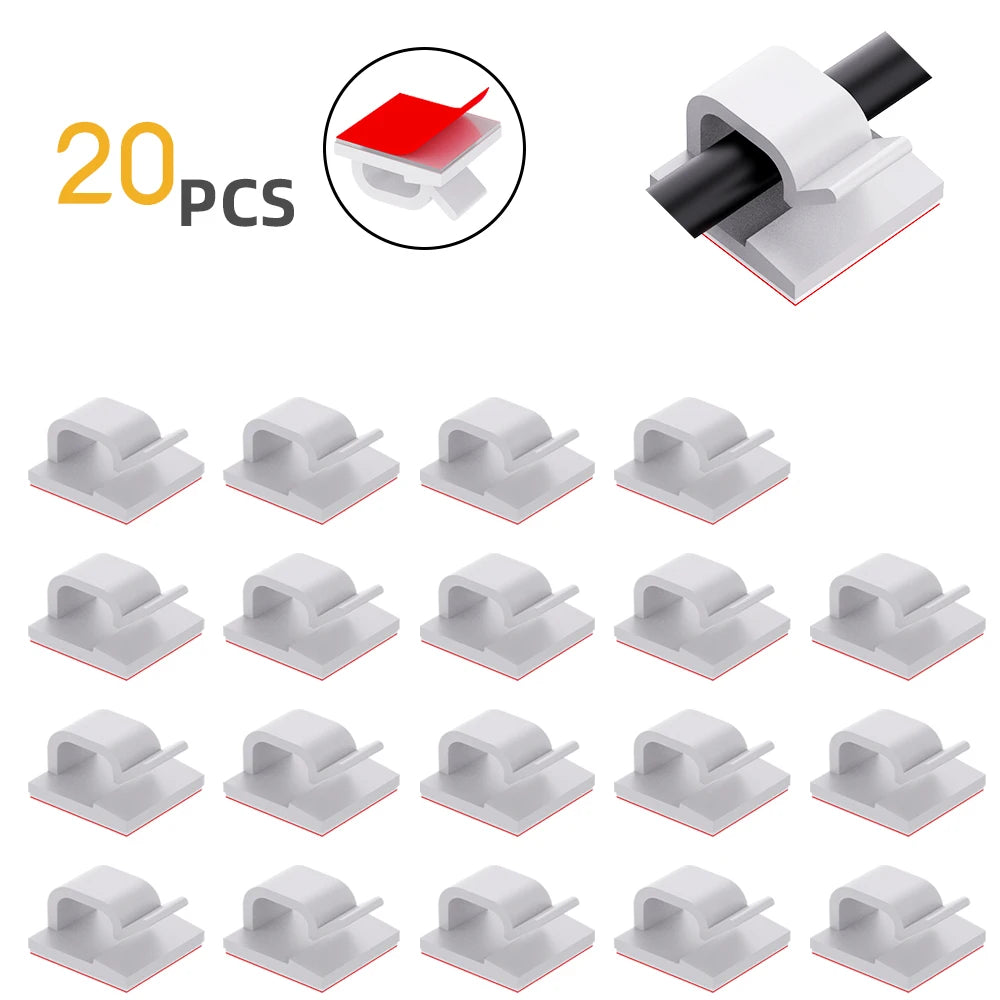 10/20/50/100pcs Cable Clips, Adhesive Cable Organizer Cord Holder, Durable Strong Cable Wire Management for Car, Office and Home