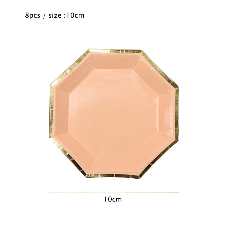 10cm Mini Plate Party Paper Plates Disposable Tableware Birthday Party wedding Decor kids Party Supplies Pink Small Plates 8pcs