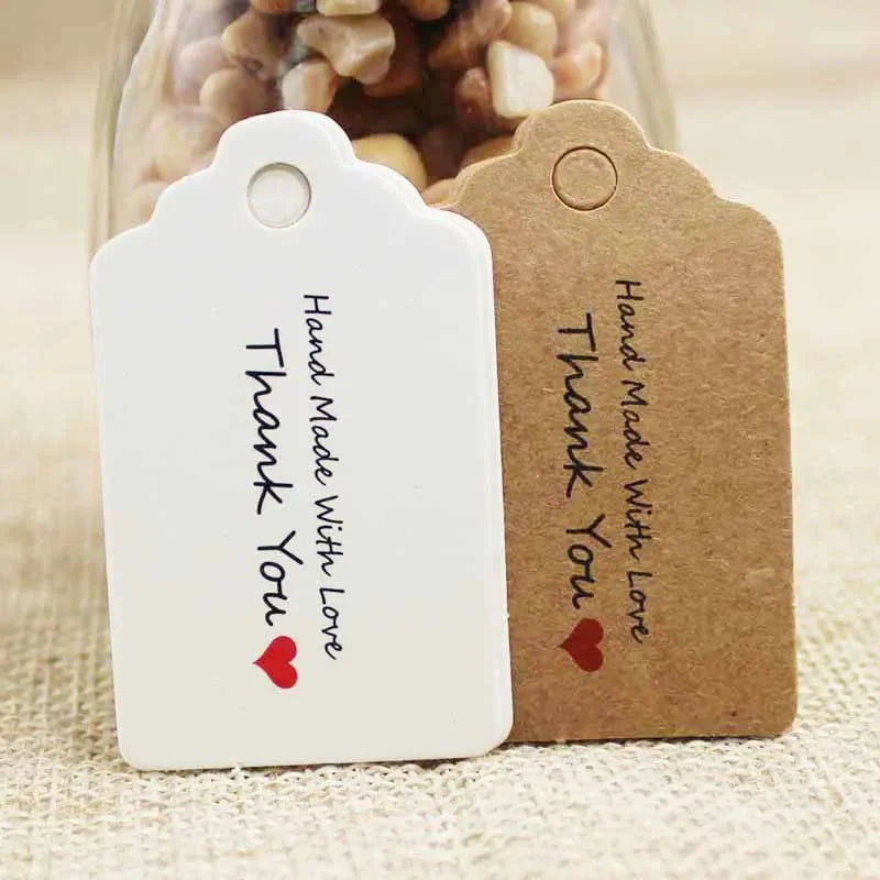 5*3cm vintage paper gift hang tag kraft/white DIY  products brand note hang tag 100pcs per lot custom logo cost extra