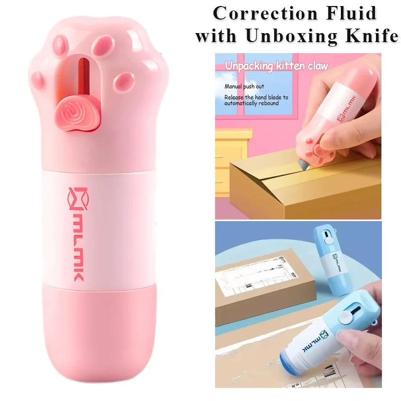 2 in 1 Thermal Paper Correction Fluid with Unboxing Knife Durable Home Anti Peep Identity Protection Fluid Eraser Stamp