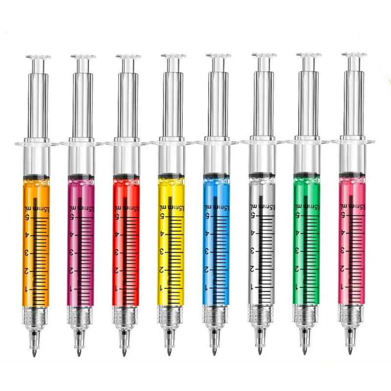 8Pcs Novelty Syringe Ballpoint Pens Cute Stationery Nurse Pen Ballpoint Pen 0.5mm Ballpen