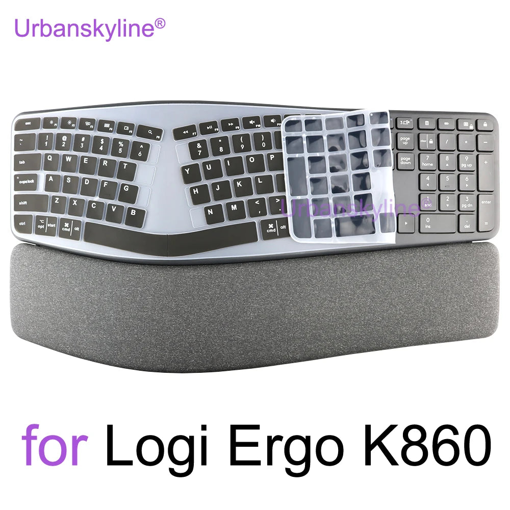 Keyboard Cover for Logitech ERGO K860 Business Protector Skin Case Silicone Accessory for logi K 860 Black