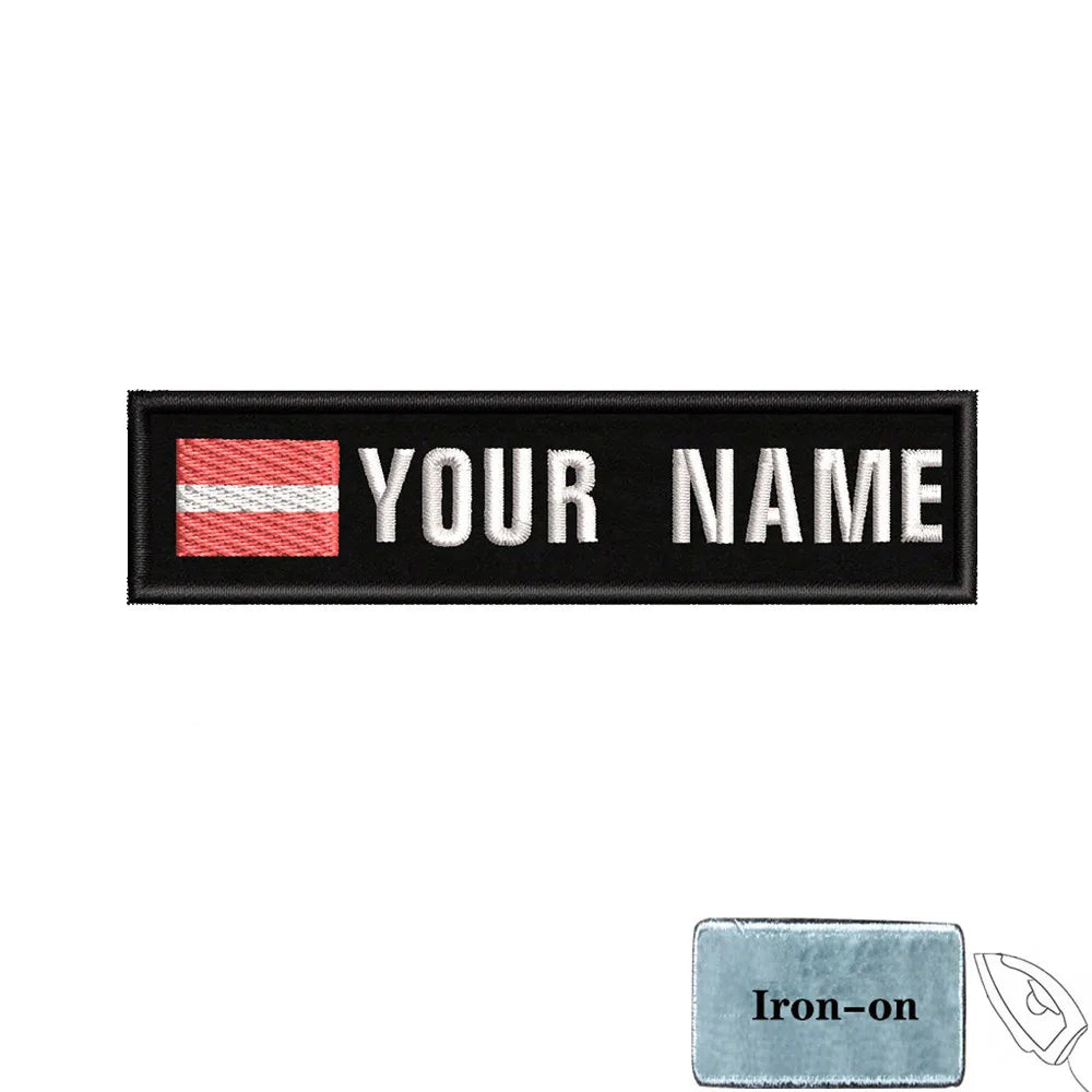 1PC 10cmX2.5cm Custom Name Flag Patch Stripes Badge Iron On Or Hook Loop Estonia Austria Bulgaria Hungary Romanian Ireland