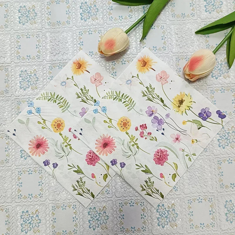 10/20pcs 33*33cm 2-Ply Colourful Wood Pulp Napkins Floral Style Party Decoration Paper Placemats Butterfly Bone Bart Paper