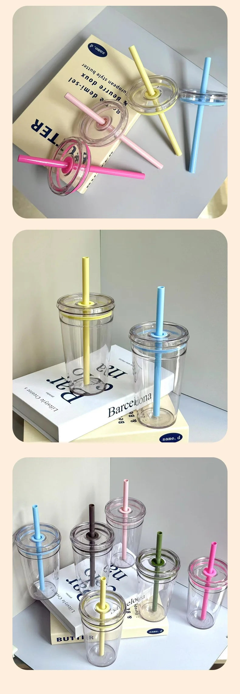 450ML Summer High-value Milk Tea Straw Plastic Cup Transparent Multi-color Thickened Coffee Cup Office Water Cup