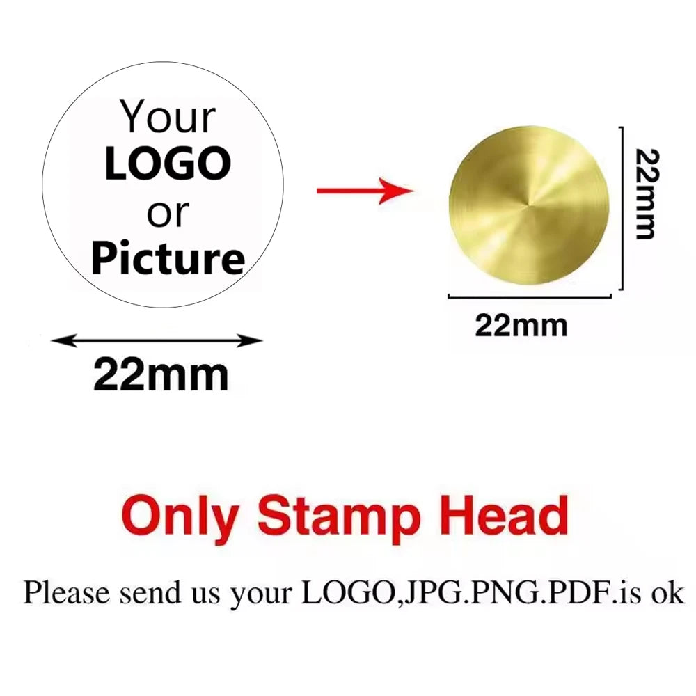 Custom Brass Wax Seal Stamp Personalized LOGO 25/30/40/50mm Round/Square Wax Sealing Head For Wedding Invitation Card Decor Seal