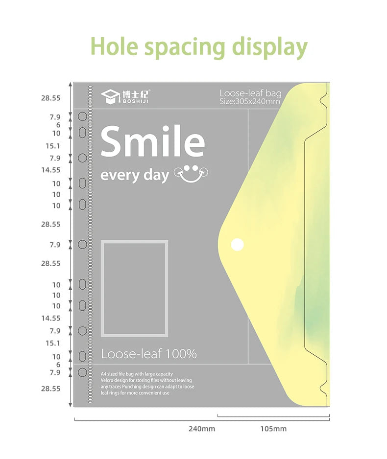 A4 PP File Bag, 3-hole D-ring Binder, Waterproof, Suitable for School, Office, Conference Supplies, Storage and Organization.