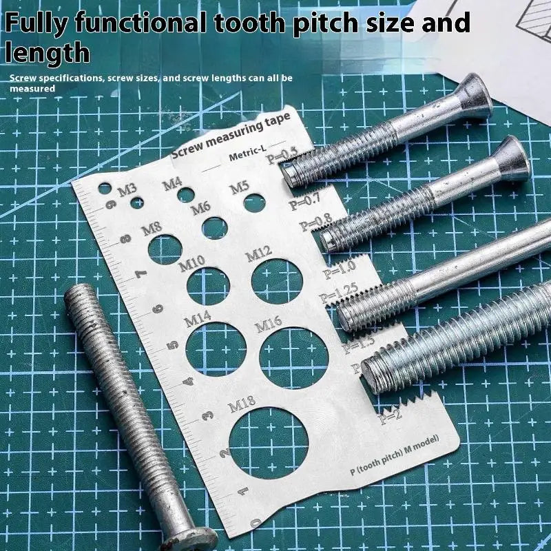 Screw Thread Pitch Gauge Ruler Measuring Tool Bolt Nut Metric Machining Threads Screw Cutting Gauge Angle Model Measuring