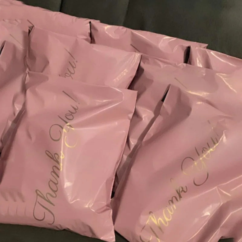 100PCS Baby Pink Poly Mailer Adhesive Envelope Thank You Bag DIY T-shirt Bra Gifts Shoes Box Express Shipping Packaging Pouches