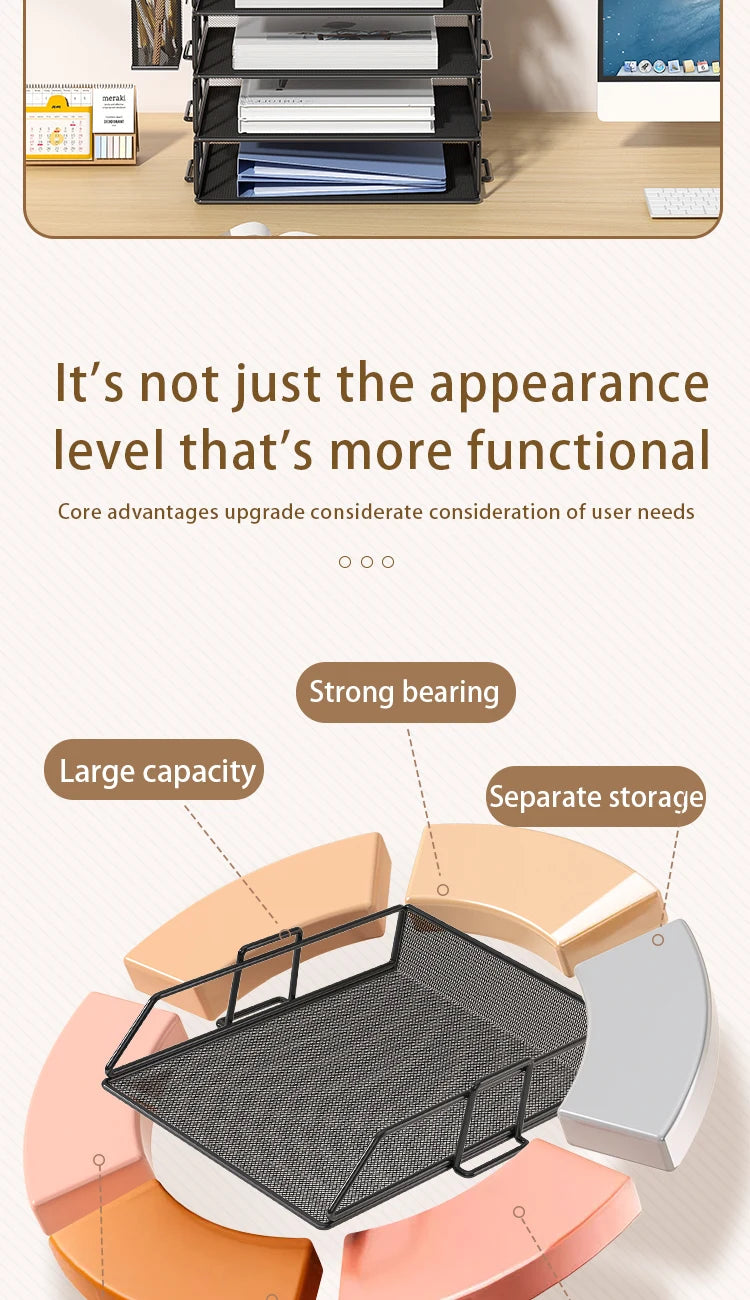 Metal desktop file rack, bookcase, office file storage box, multi-layer iron file frame, data storage, folder shelving
