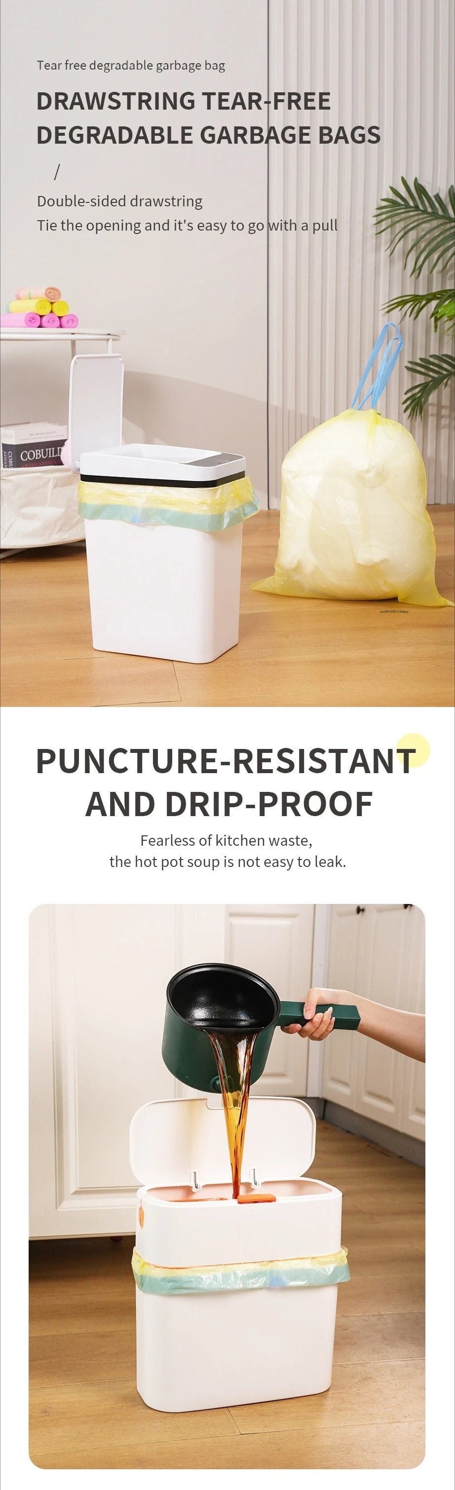 20L Scented Drawstring Trash Bags Floral Fragrance Rose Lavender Lemon Vanilla Heavy Duty Kitchen Bathroom Office Garbage Bags
