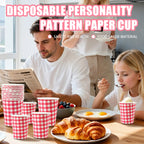 10/20/50pcs Red and White Checkered Disposable Paper Cups for BBQ Chrismas Holiday Party Decor Home Used Coffee Milk Paper Cups