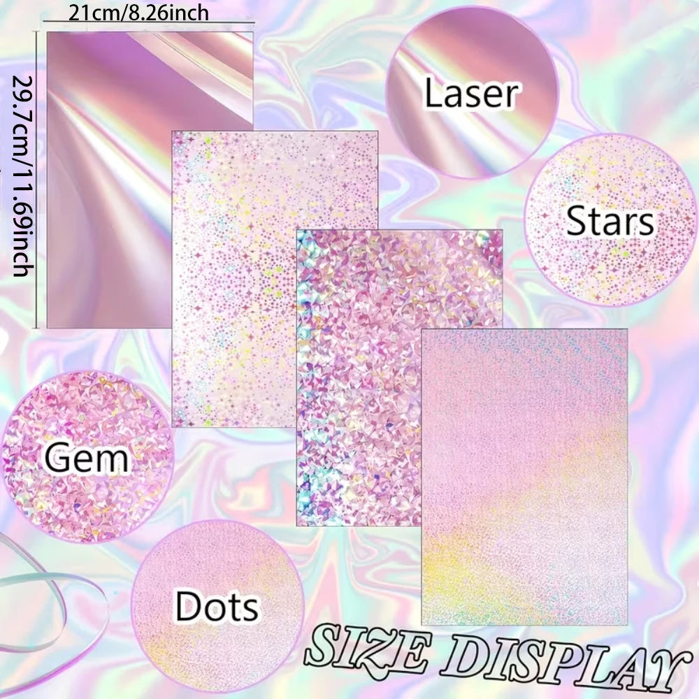 20 Sheets Holographic Cardstock 8.5 x 11, 250gsm Metallic Cardstock Glitter Shiny Iridescent Mirror Paper for Scrapbooking DIY