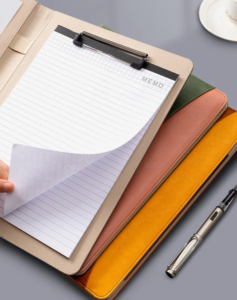 A4 Business Leather Portfolio Padfolio Folder Multifunctional Business Manager Clipboard Document Organizer Office Conference