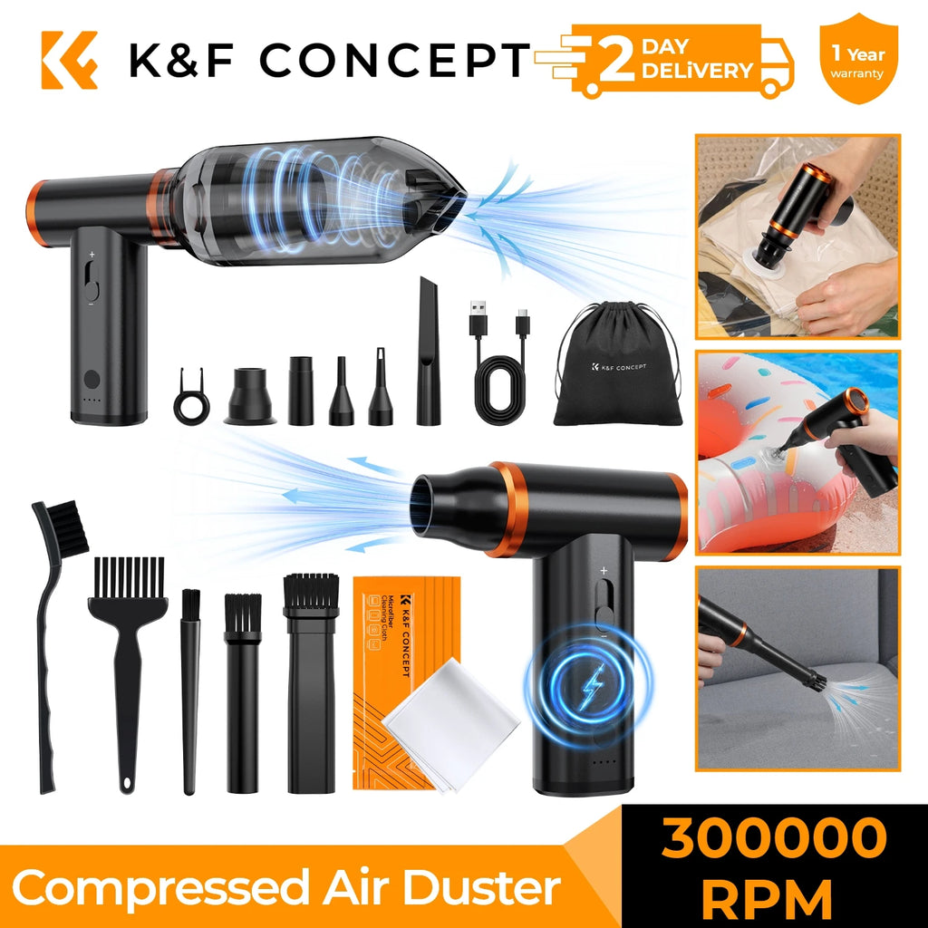 K&F CONCEPT Vacuum Magnetic Electric Air Duster Compressed 2-in-1 Air Blower&Suction for Computer,Laptop Keyboard,Camera Clean