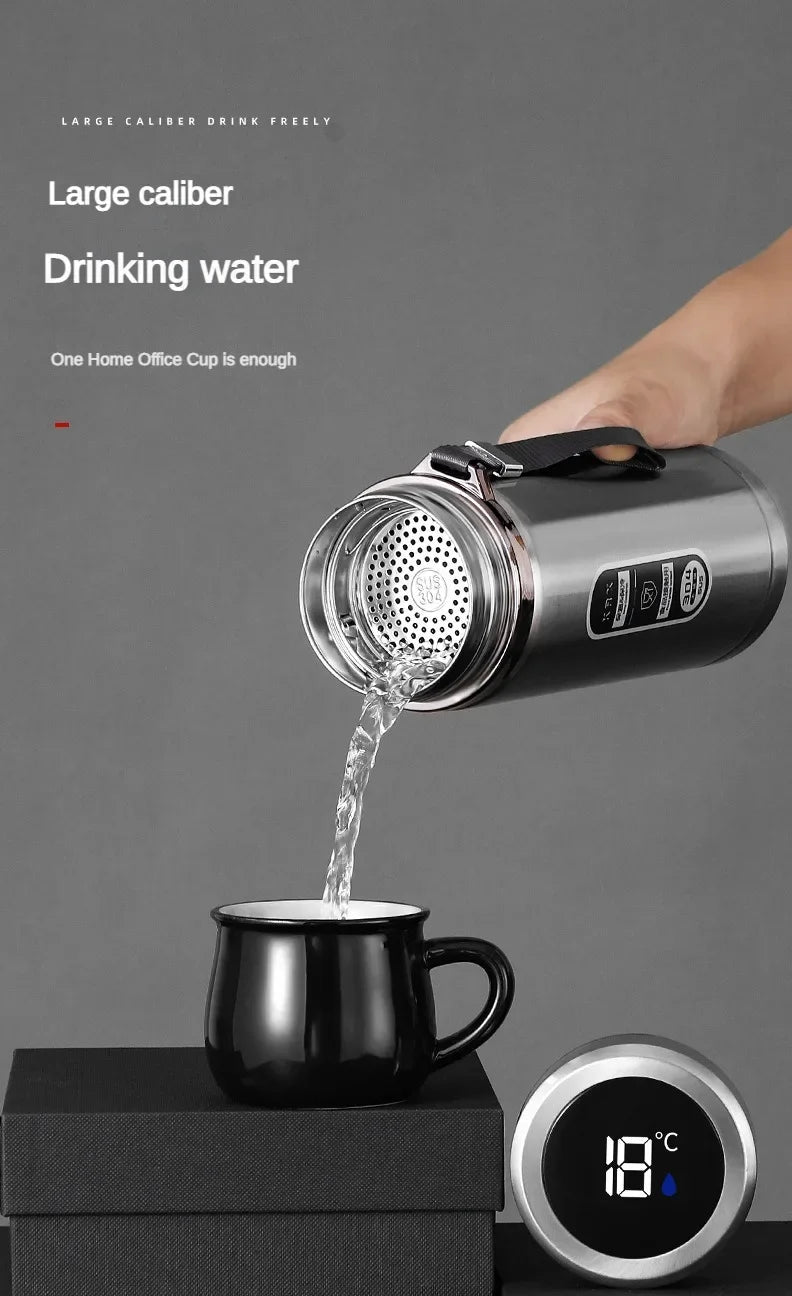 SoftAura Stainless Steel Thermos Bottle LED Temperature Display 500ML- 1L Sus304 Vacuum Flask Portable Cup  2026 New