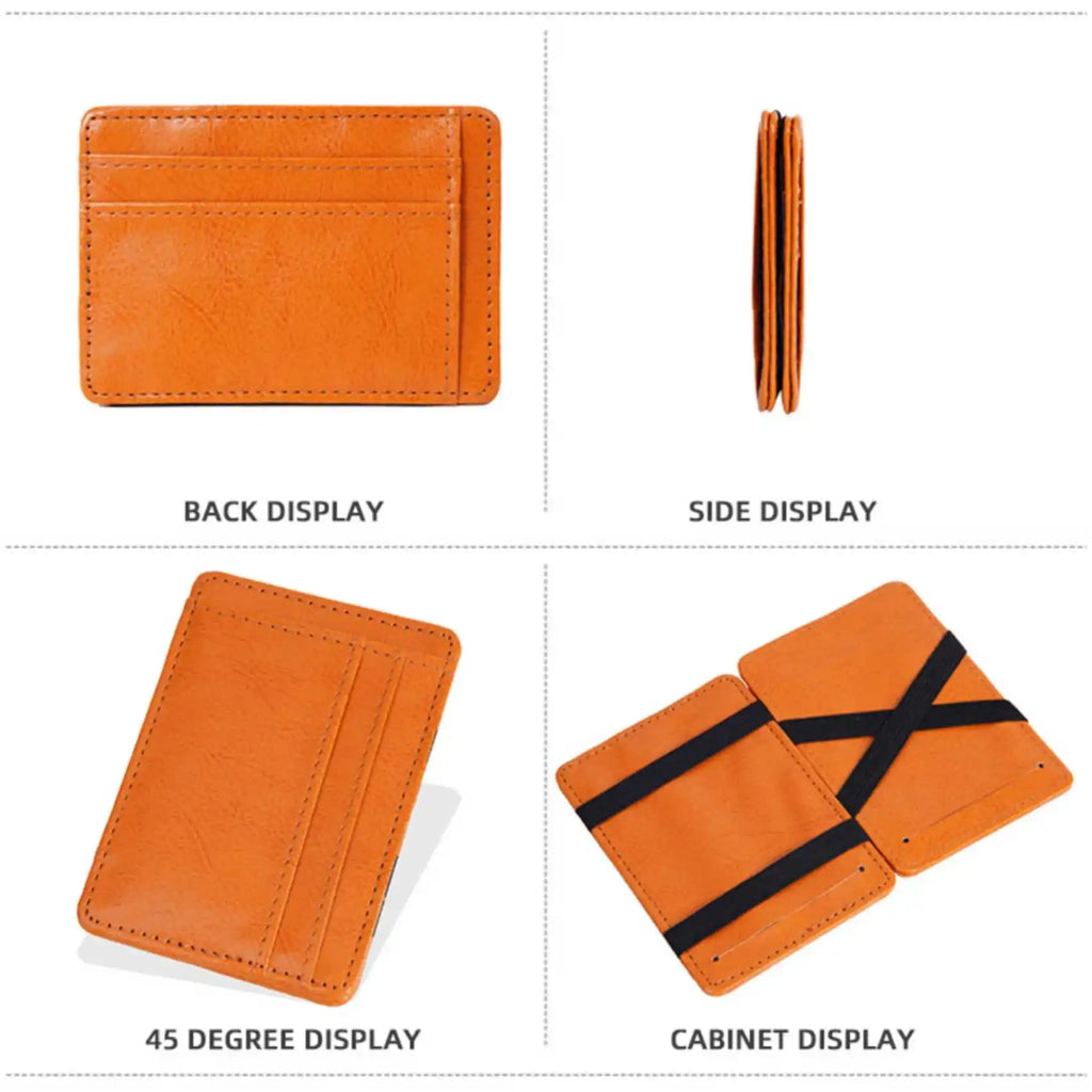 Business Thin Multi-Functional Short Bifold Card Holder Simple Elastic Nylon Belt Multi-Slot Wallet