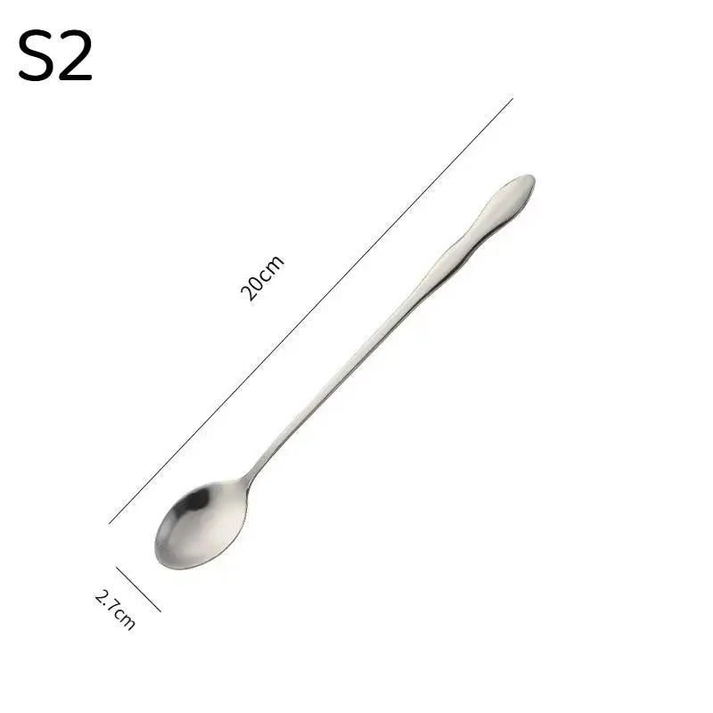 pogyrt Stainless Steel Long Handle Stir Spoon For Cocktails, Ice Coffee, And Tea - Mixing Spoon With Easy Grip Handle