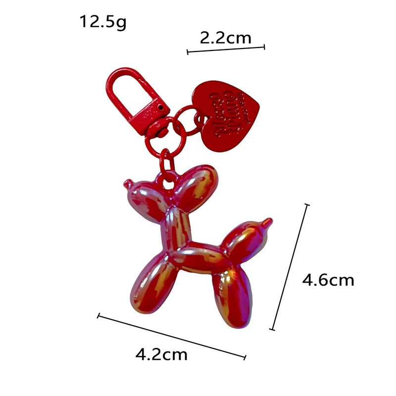 DIY Candy Color Sweet Resin Balloon Dog Keychain For Women Girls Animal Shaped Phone Chain Key Buckle Accessories Bag Pendant