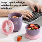 Double Layer Overnight Oats Container with Lids and Spoons Seal Breakfast Cup Milk Cup PP Large Capacity
