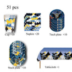 Batman Block Birthday Party Supplies Decoration Tableware Tablecloth Paper Cup Plate Napkin Cake Topper Kids Favors Gifts