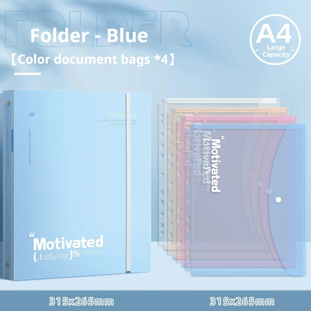 Large Capacity 3-Ring Binder with Pockets for A4 Paper,Holds 220 Sheet Presentation Folder for School Office(12.4x10.43 Inch)