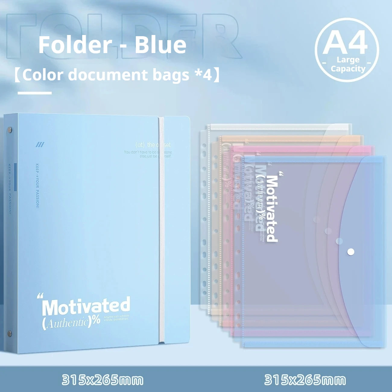 Large Capacity 3-Ring Binder with Pockets for A4 Paper,Holds 220 Sheet Presentation Folder for School Office(12.4x10.43 Inch)