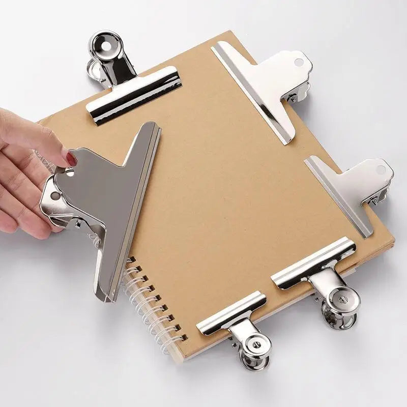 6Pcs Stainless Steel Round Clamps Strong Multi-specification Mountain-shaped Clamps Dovetail Clamps Bill and Document Clamps