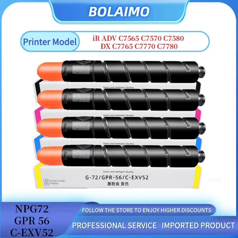 1PCS NPG72 GPR56 C-EXV52 Toner Cartridge For Canon IR ADV C7565 C7570 C7580 DX C7765 C7770 C7780 High Quality Compatible