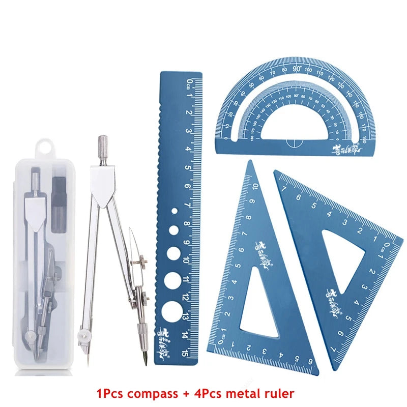 Metal Compass Set Drafting Compass with Replacement Refill for Students Exam Drawing Tools Stationery Compasso Geometry Compas