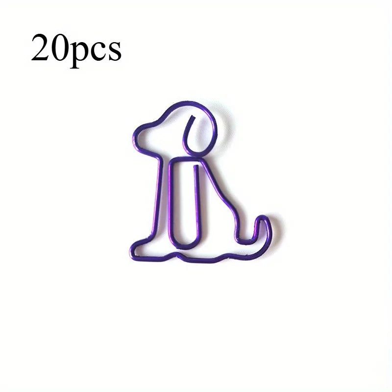 20pcs Colorful Animal Paper Clips - Cute Sitting Dog Design, Iron Material, Perfect for Office Organization