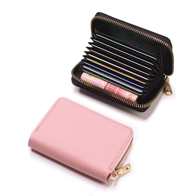 Compact Coin Purse Leather Business Credit Card Case Holder Travel Wallet for Women 20 Card Slots Small Card Pouch with