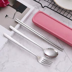 3pcs 410 Stainless Steel Portable Cutlery Set Mirror Polished Edge Rounded Comfortable Knife Fork And Spoon Three Piece Set