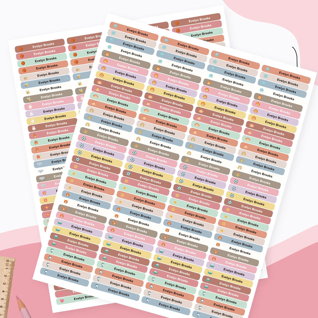 280PCS Personalized Name Stickers Long Strip Pencil Labels Custom Waterproof Self Adhesive Name Labels for Bottles Notebooks
